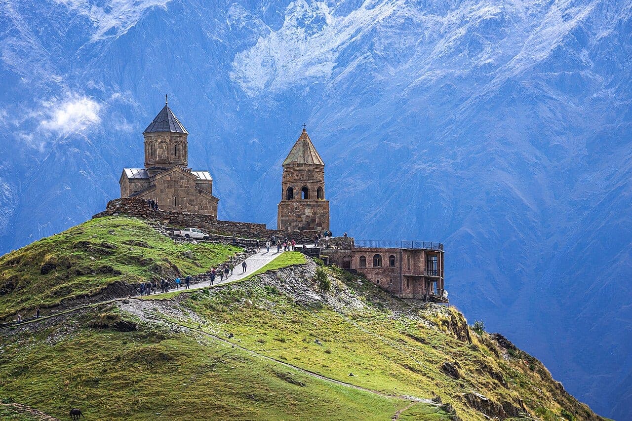 Gergeti Trinity Church beneath Mount Kazbek, Georgia