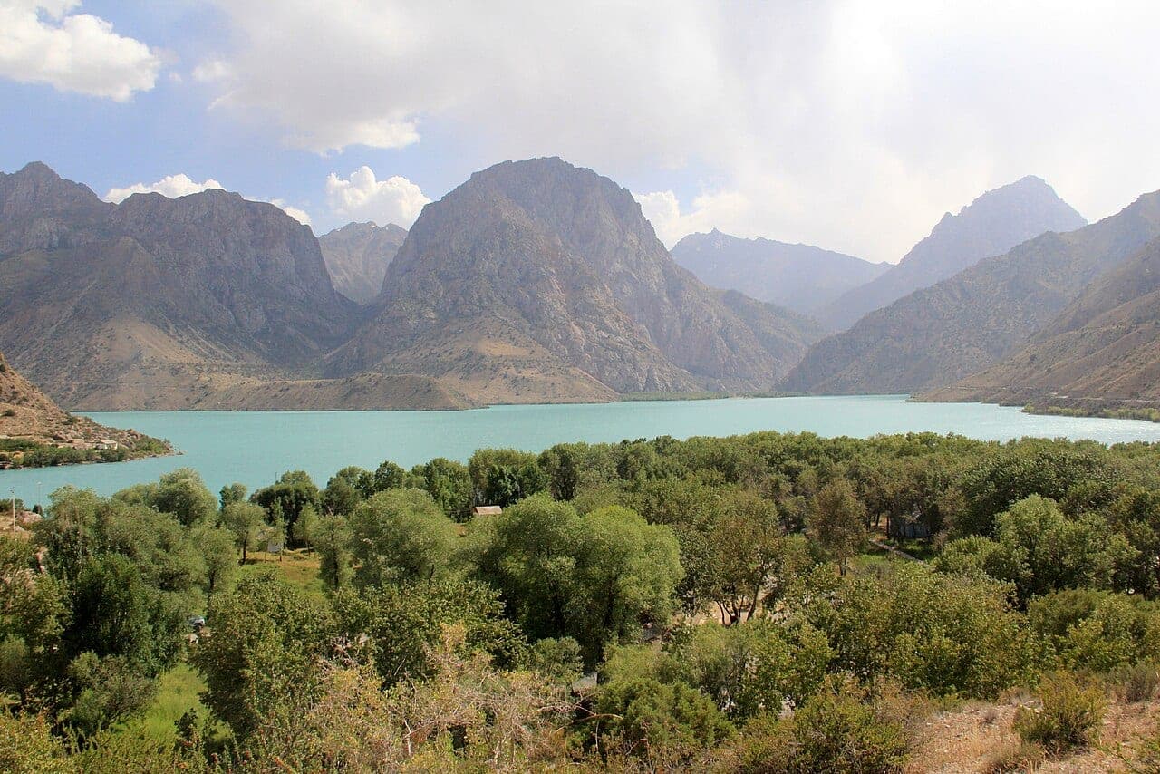 Iskanderkul, a mountain lake in the Fann Mountains of Tajikistan
