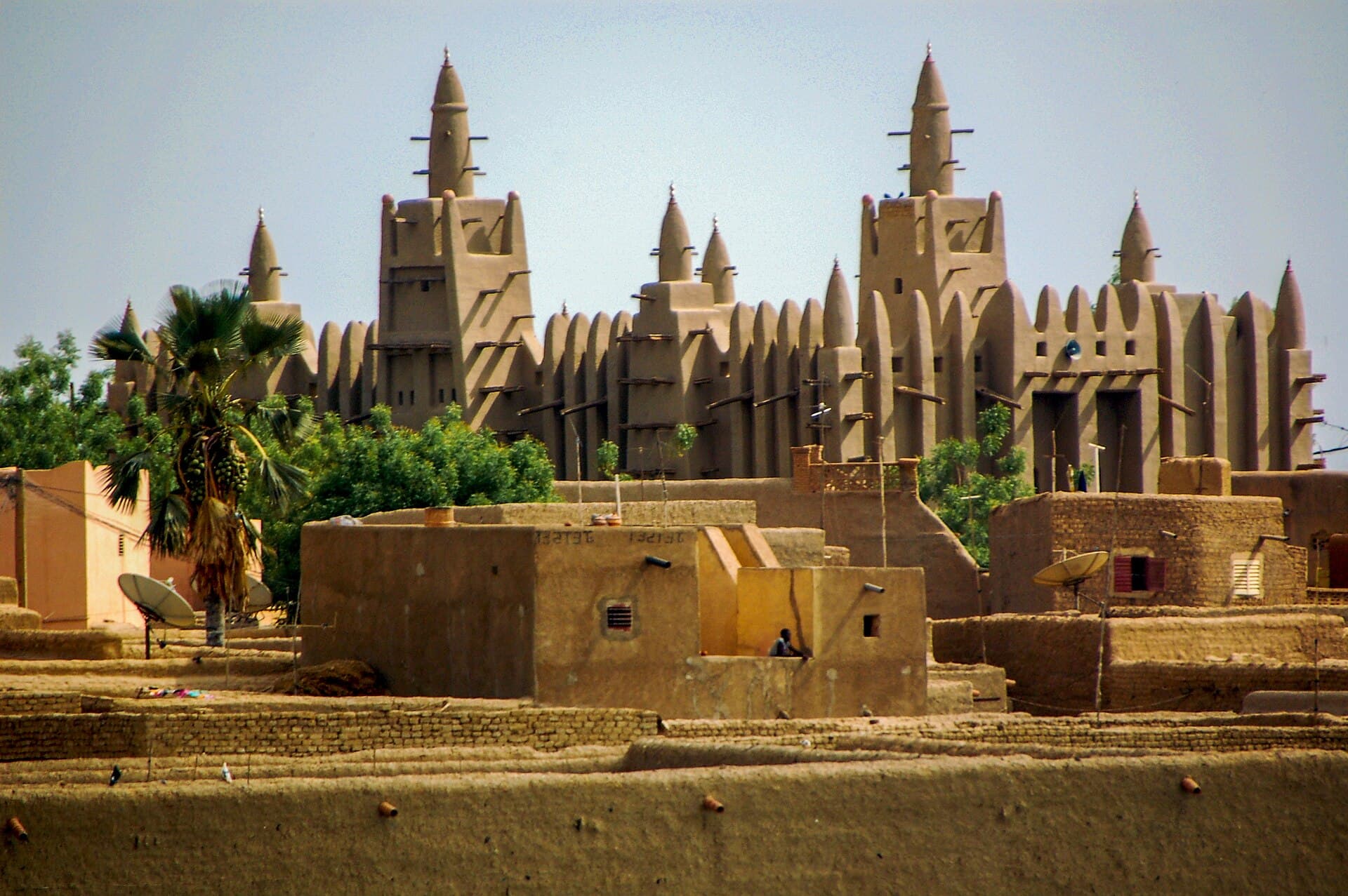 The Great Mosque of Djenne rising above the town