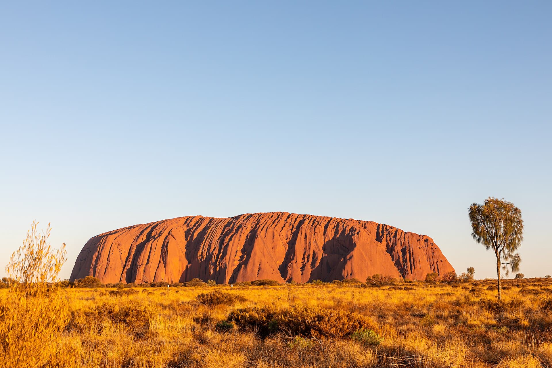 Uluru rising from the plain in Uluru-Kata Tjuta National Park