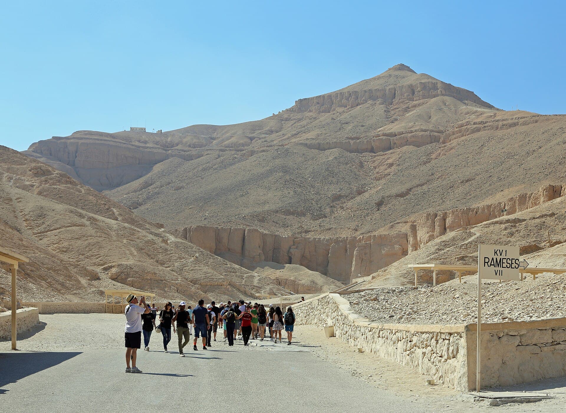 Tomb entrances in the Valley of the Kings below al-Qurn