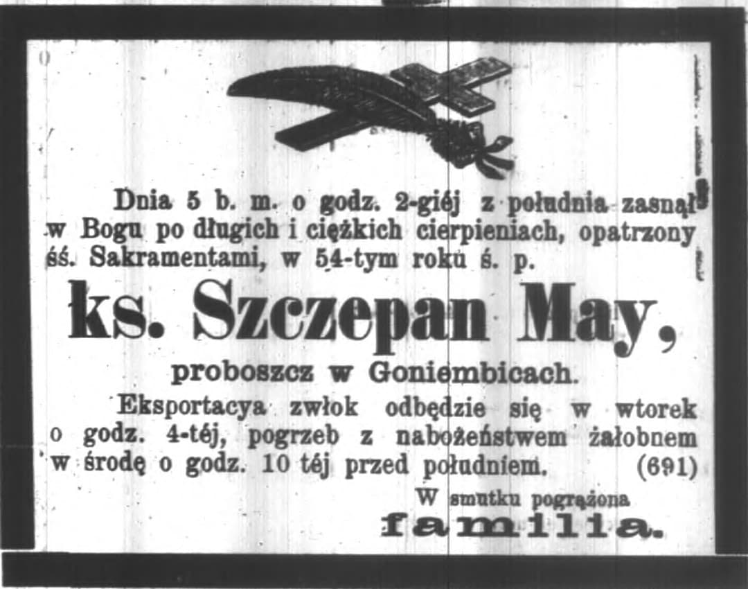 A newspaper obituary from 1892, six lines standing for a whole life