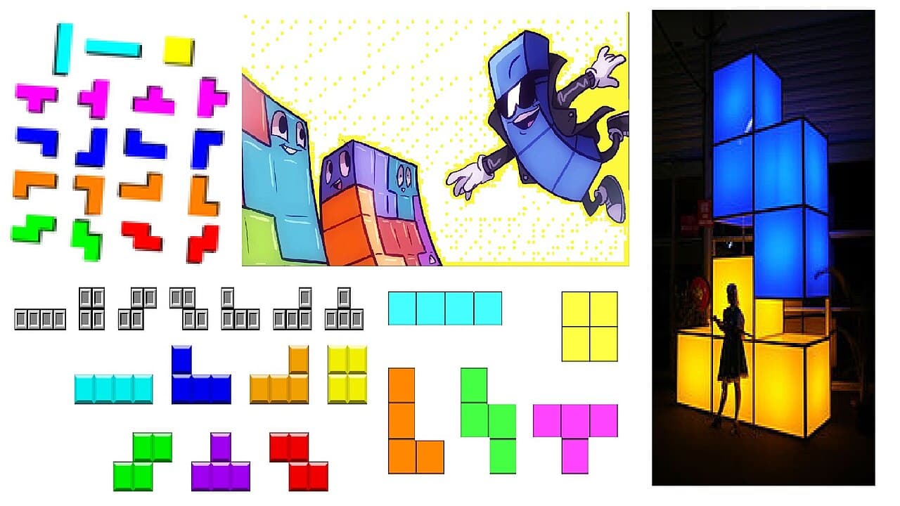 The seven tetrominoes, the shapes that follow players into the dark