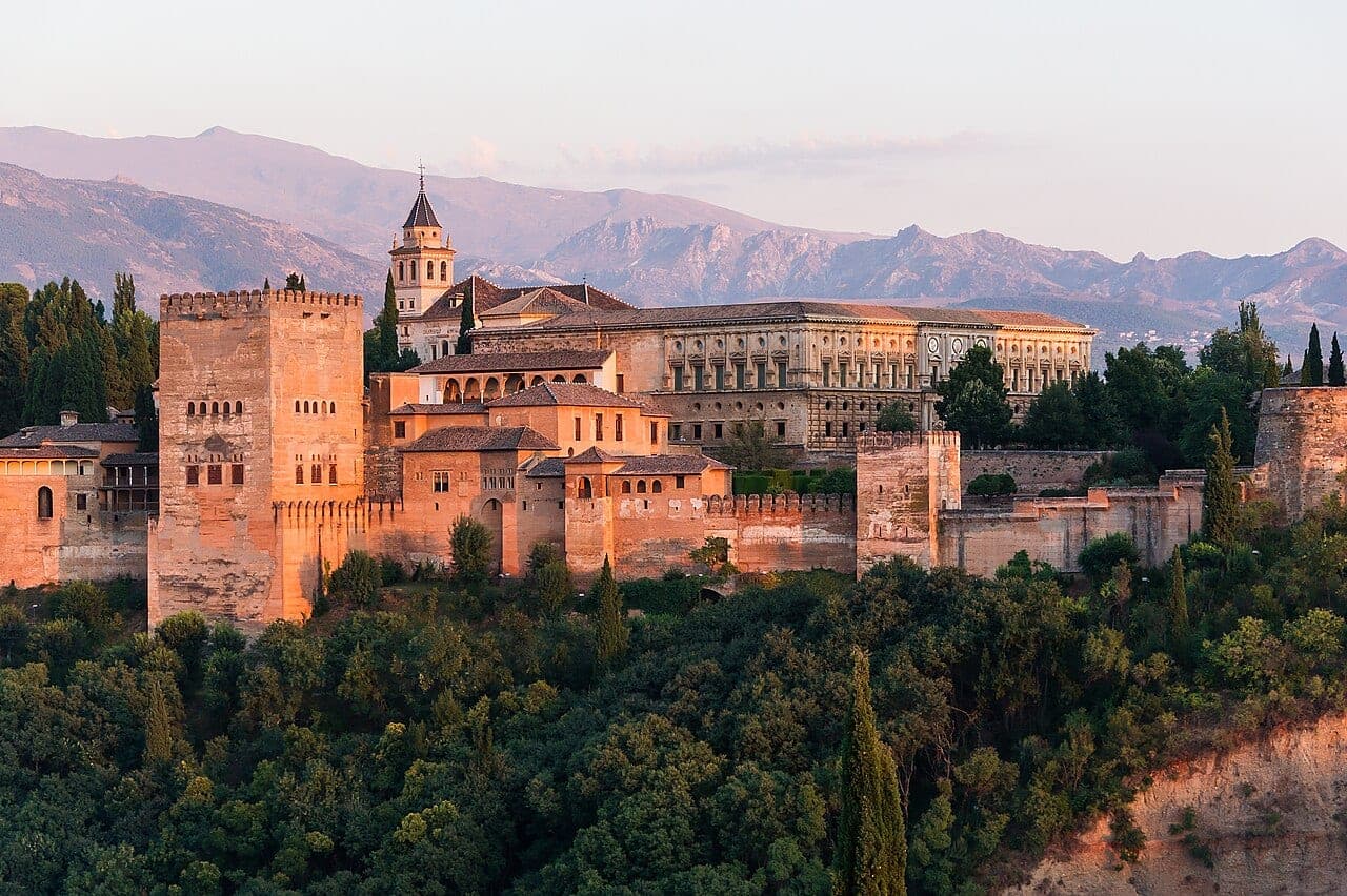 The Palace of Charles V within the Alhambra at dawn, Granada, Spain