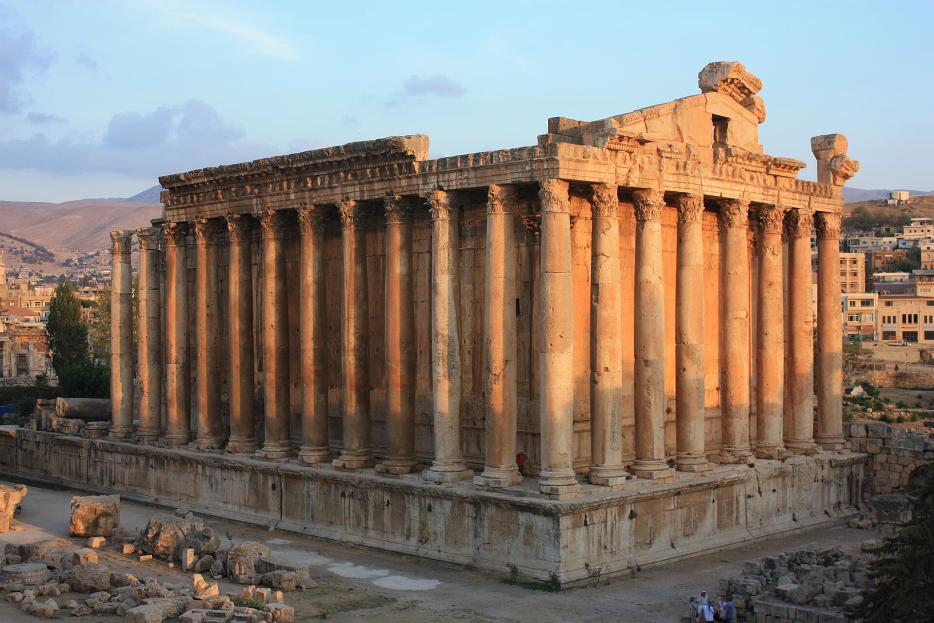 The Temple of Bacchus at Baalbek in evening light