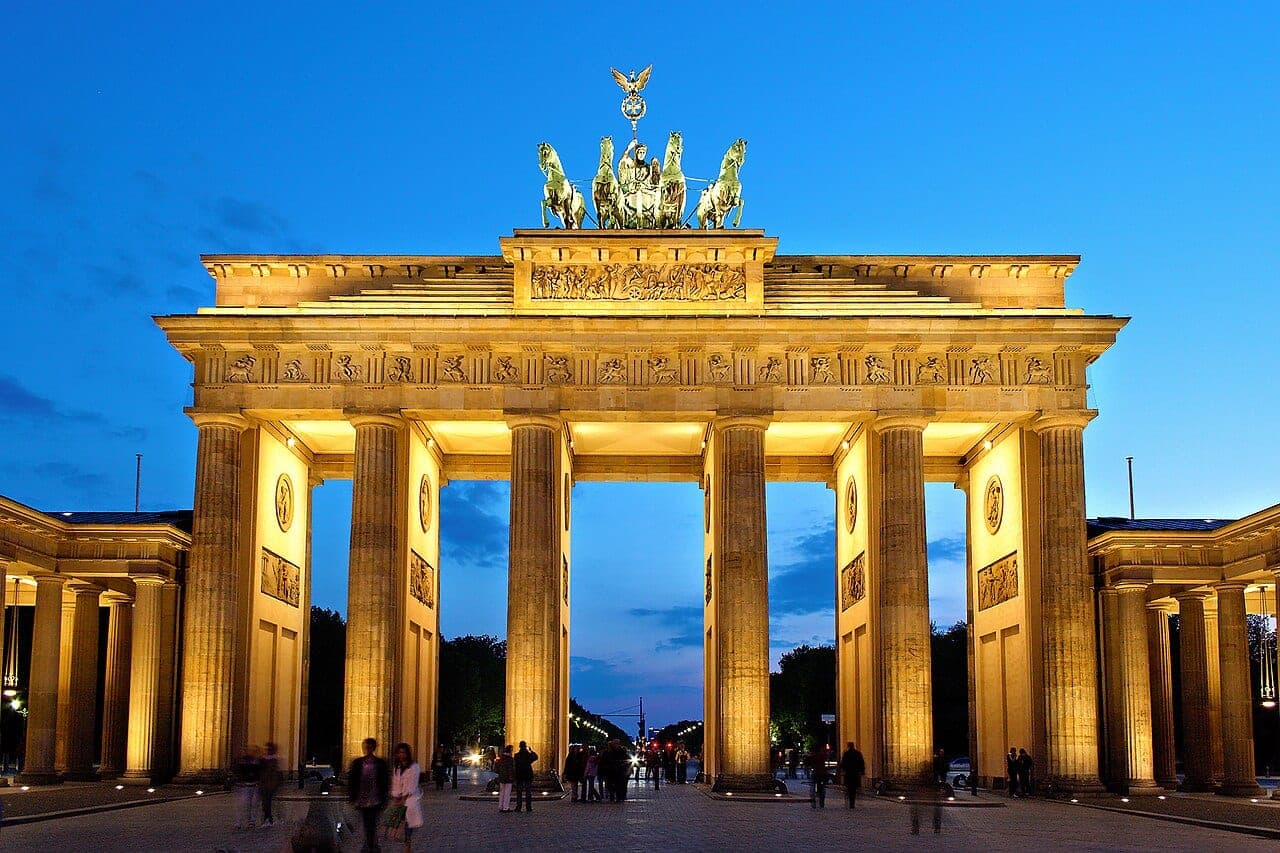 The Brandenburg Gate in Berlin at dusk