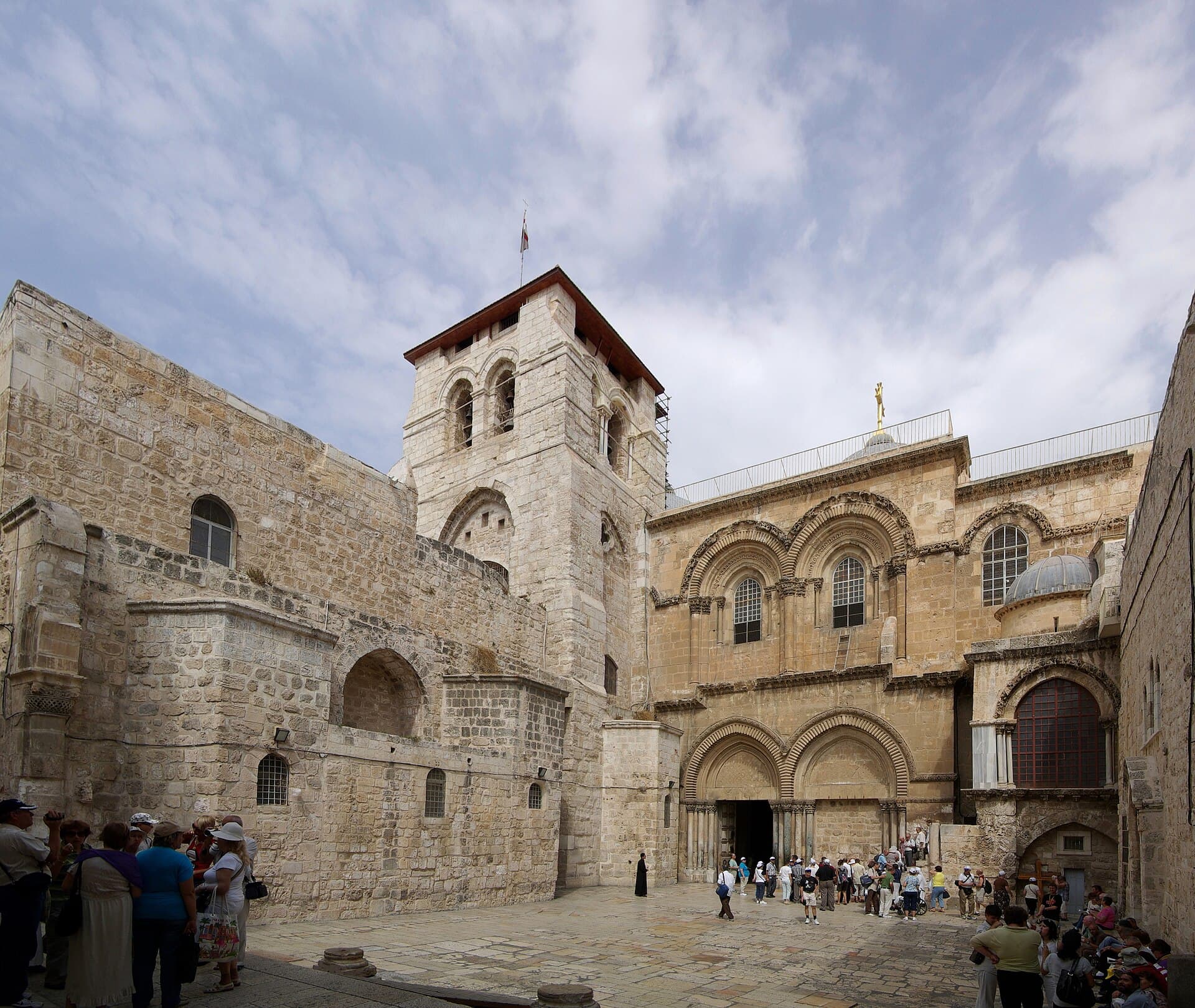 The courtyard and facade of the Church of the Holy Sepulchre