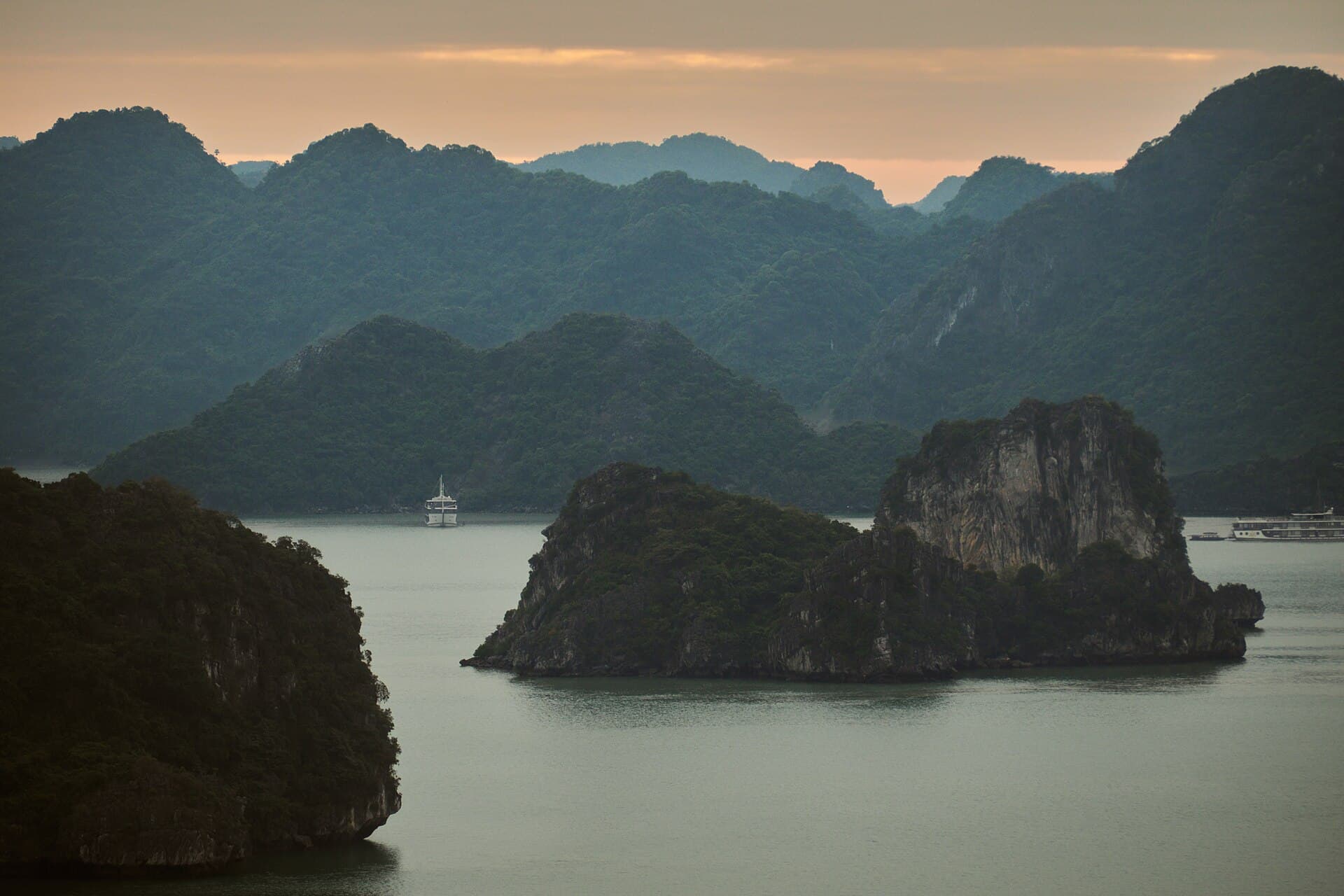 Limestone karst islands of Ha Long Bay