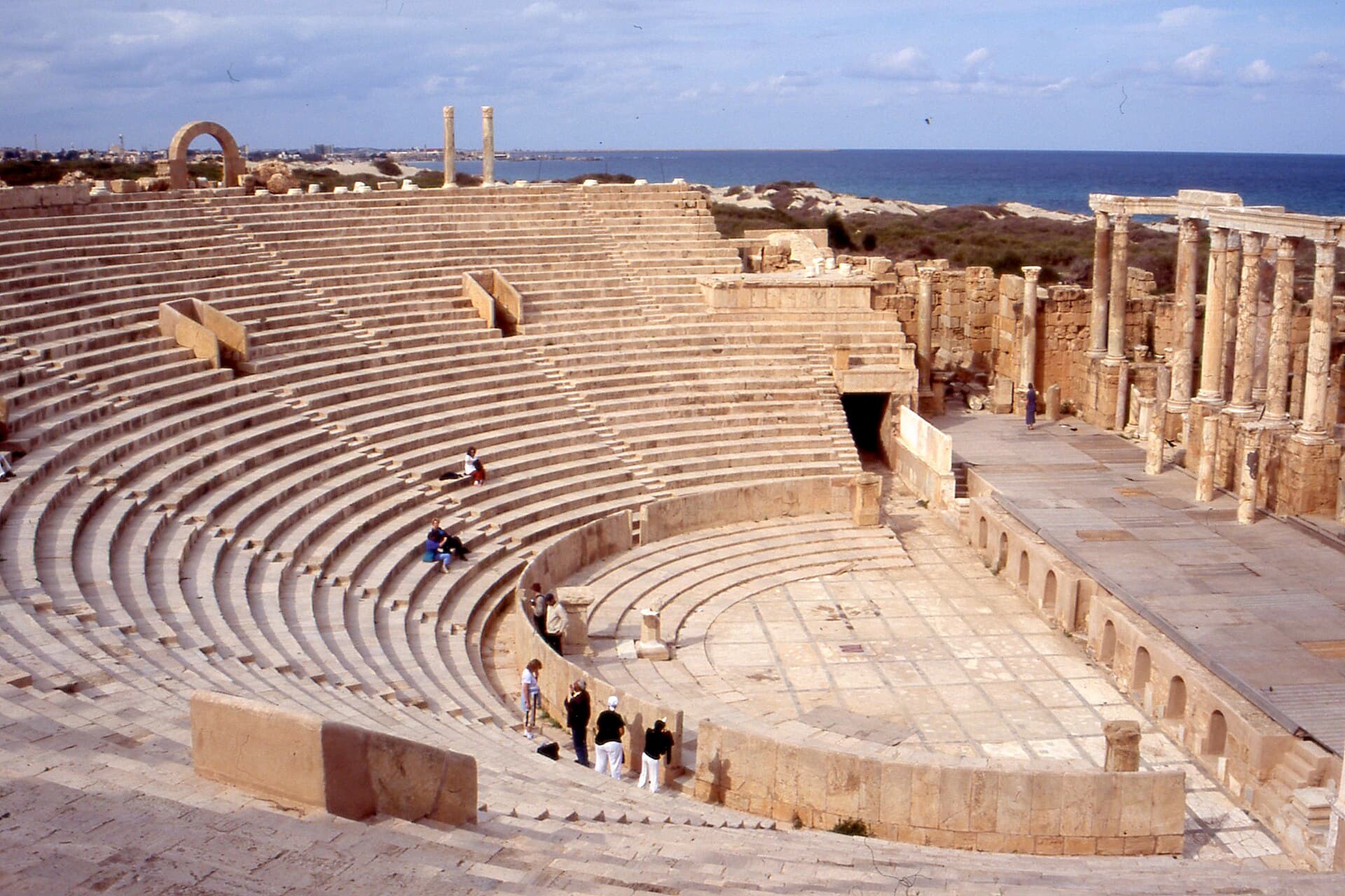 The theatre of Leptis Magna above the Mediterranean