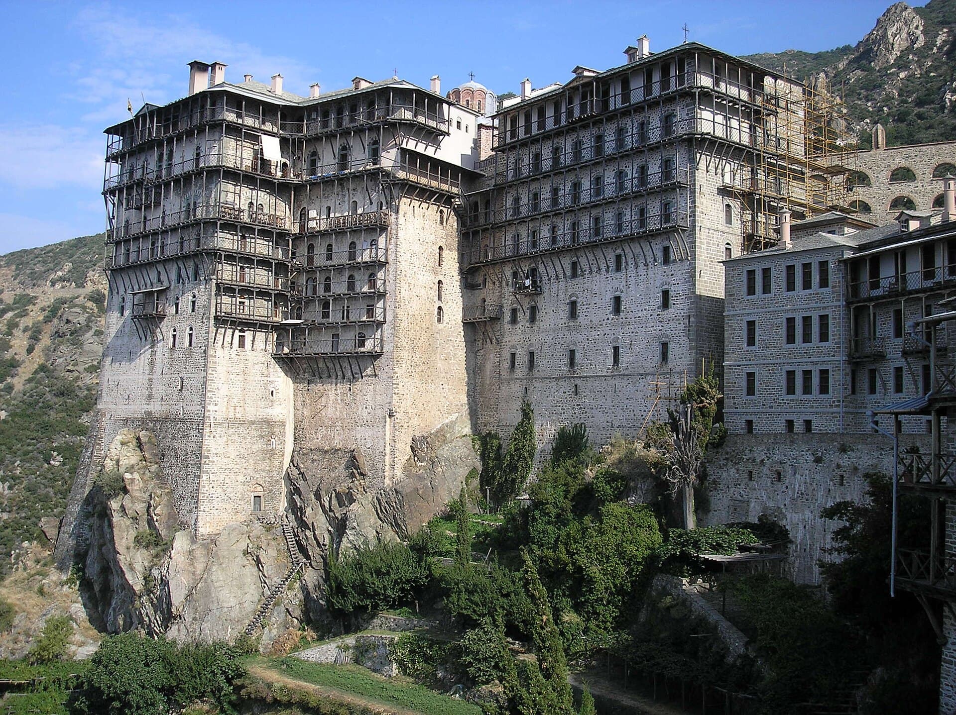 Simonopetra monastery on its cliff above the Aegean at Mount Athos