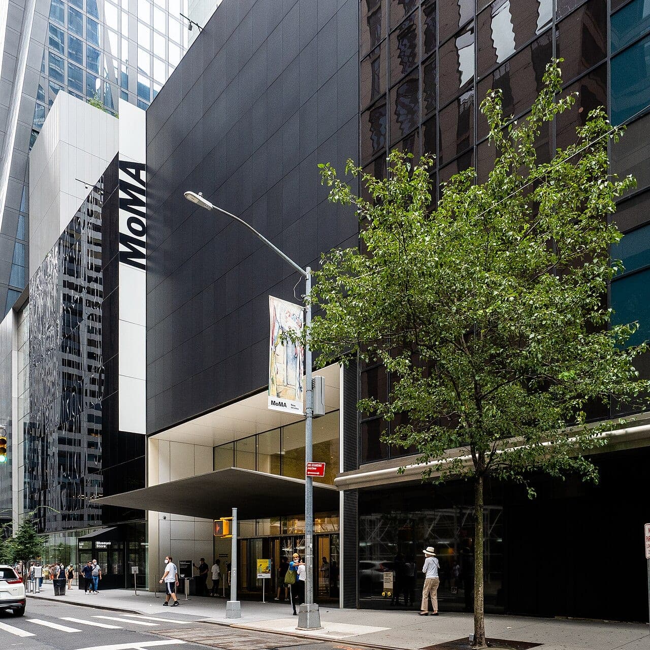 A view of the Museum of Modern Art building on West 53rd Street in Midtown Manhattan, New York City