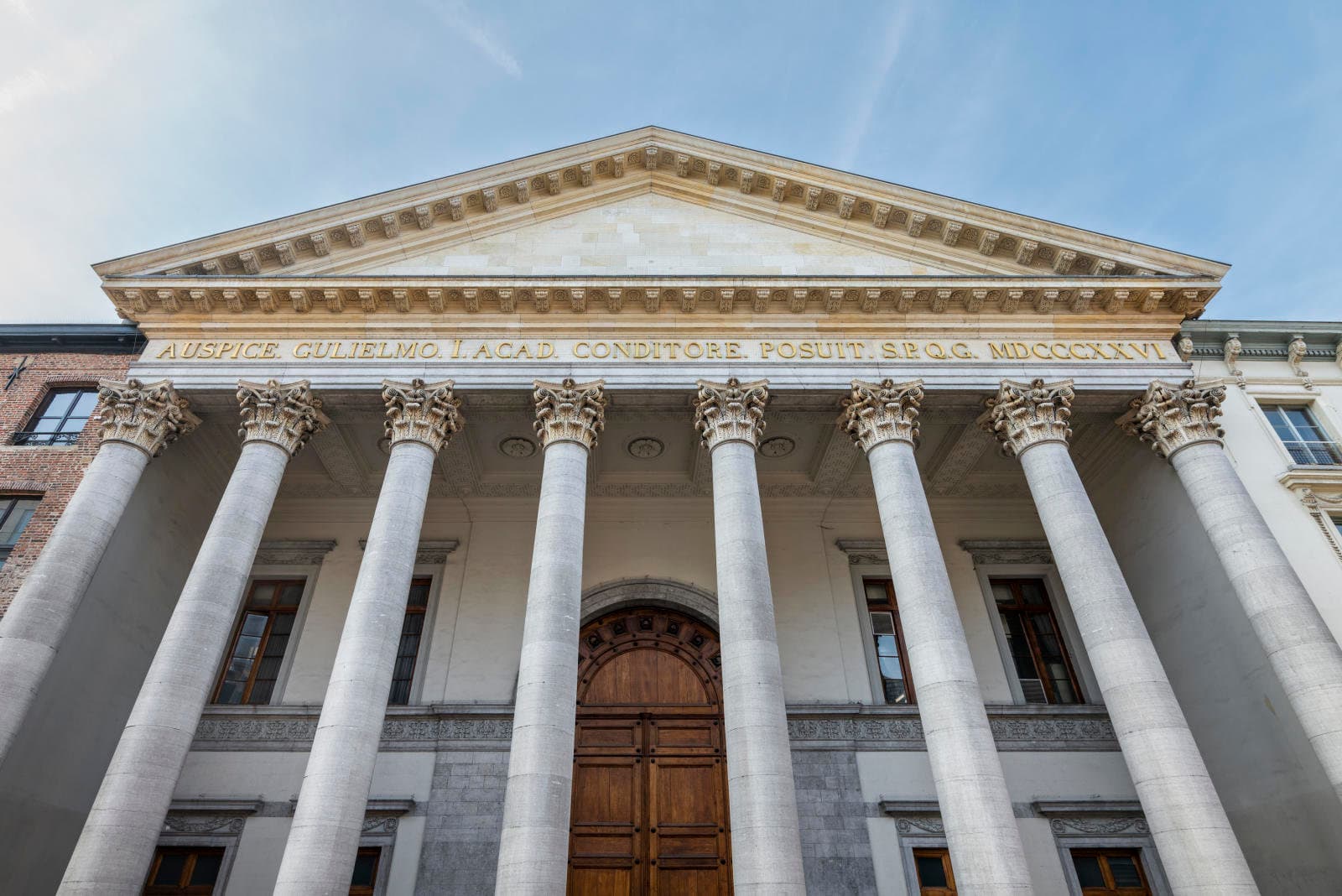 The columned facade of Ghent University's Aula Academica