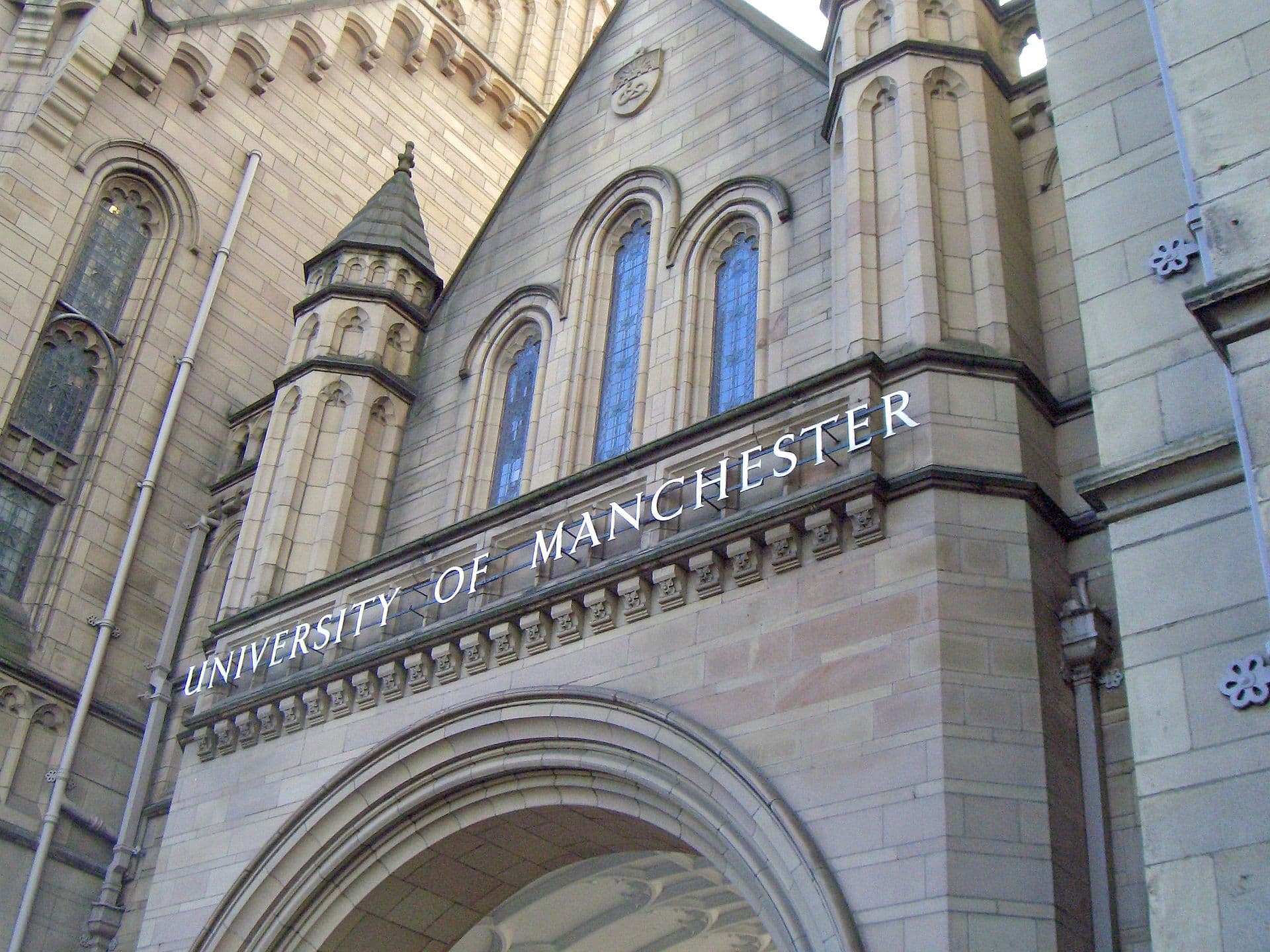 The entrance arch of the Whitworth Building at the University of Manchester